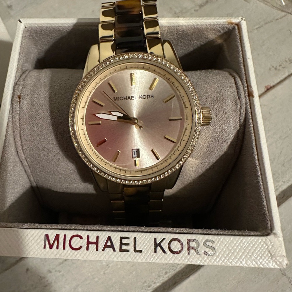 New Michael Kors Gold and Brown Watch